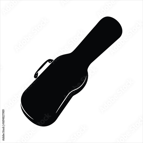 Black silhouette of a guitar case on white background