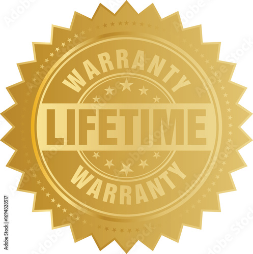 Lifetime warranty gold seal icon vector template