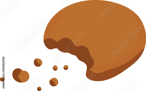 Illustration of Bitten Cookie with Crumbs