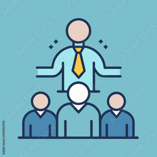 Team leader overseeing employees in a hierarchical structure