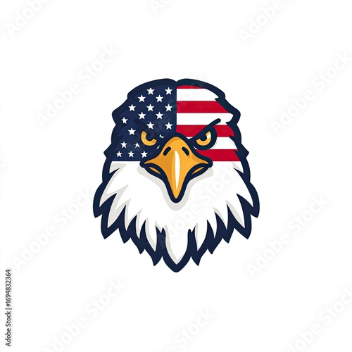 Bald eagle head with American flag