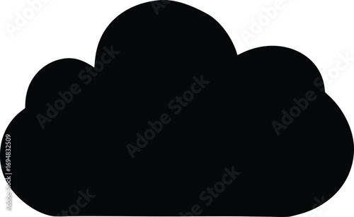 Simple Black Cloud Icon with Smooth Edges and Minimalist Design on White Background