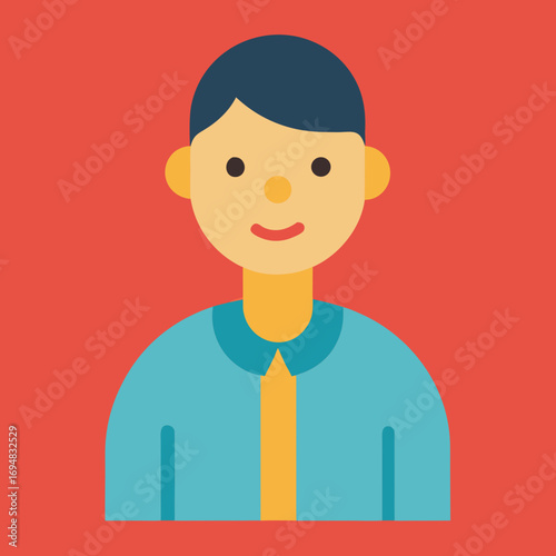 Simple flat design avatar of a smiling person
