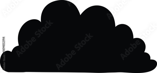 Silhouette of a cumulus cloud formation floating gracefully on a white background