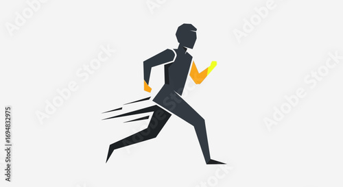 Dynamic vector illustration of a stylized runner in motion, embodying speed and athletic energy