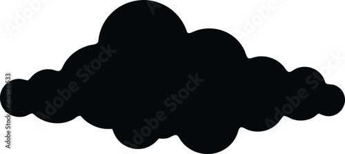 Simple Black Cloud Silhouette Floating on White Background with Rounded Edges
