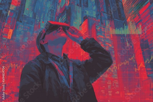 VR in a vibrant cityscape