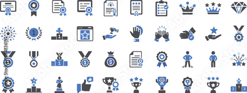 Collection of award and achievement icons celebrating success and recognition vector