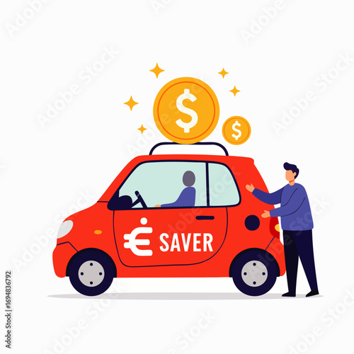This illustration depicts a person considering an economical pre-owned vehicle, highlighting smart financial decisions and the benefits of affordable car ownership.