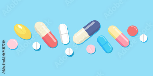 set of medical pills. Medicine healthcare vitamins and antibiotics capsule, pharmaceutical painkiller drugs isolated icons set. Antibiotic medical pharmaceutical, white pharmacy illustration