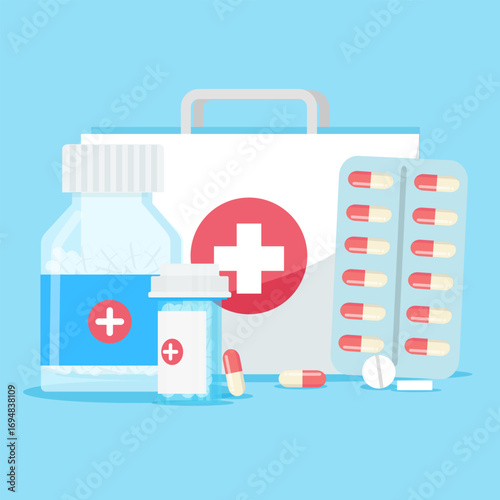 set of medical pills. Medicine healthcare vitamins and antibiotics capsule, pharmaceutical painkiller drugs isolated icons set. Antibiotic medical pharmaceutical, white pharmacy illustration