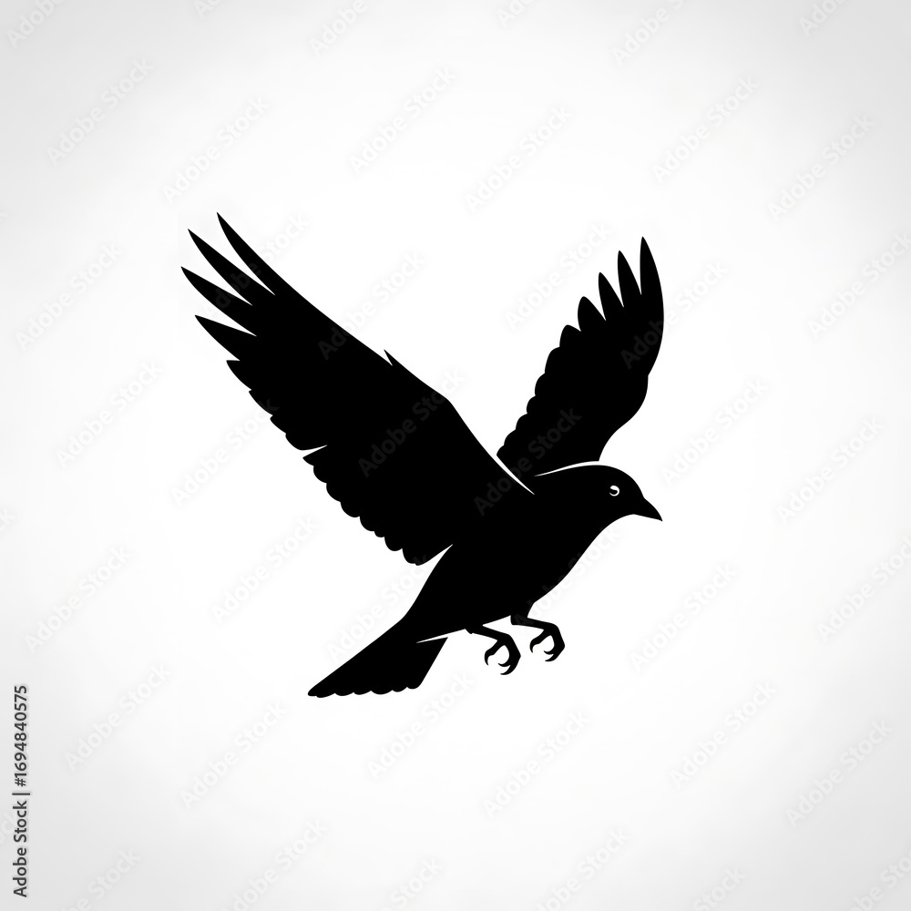 Obraz premium A stylized silhouette of a bird in flight against a plain background.