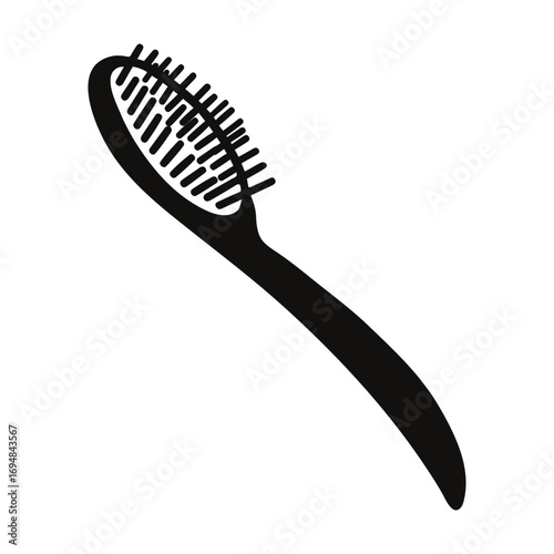 Hair Brush Icon Vector – Black Silhouette Haircare Tool Illustration