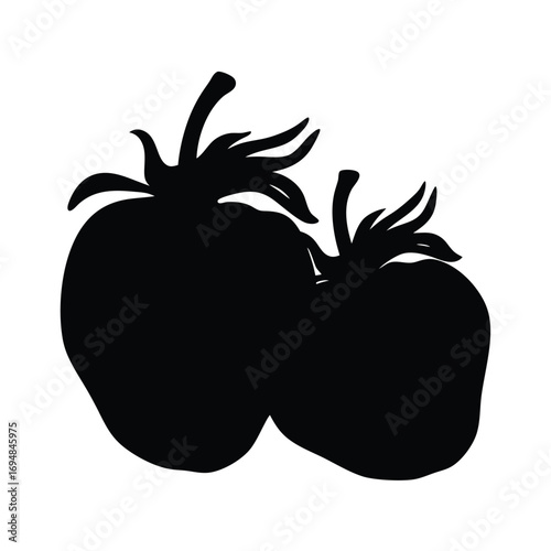 Vector graphic of fresh strawberries silhouette design for food blog and healthy recipe illustration