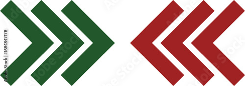 Green and red arrows pointing towards each other symbolizing conflict or opposition