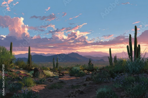 Desert vista at sunset