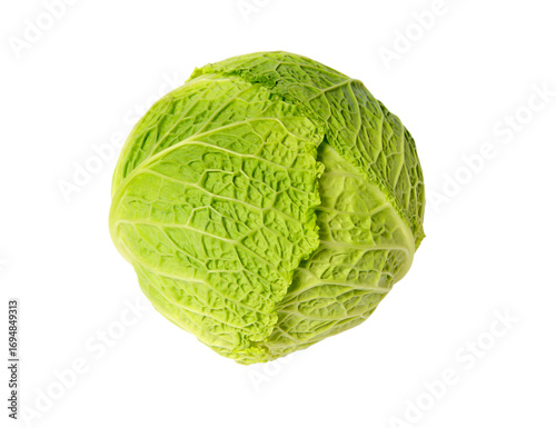 Tableau sur toile A fresh young crispy Savoy cabbage isolated on a white background