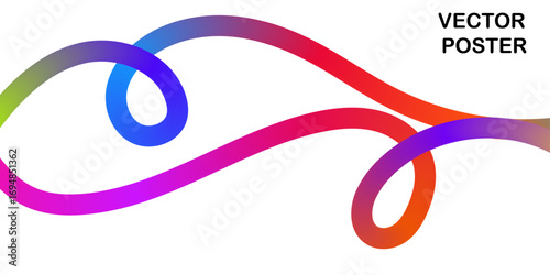 Rainbow Gradient Ribbon Pattern | Abstract Color Flow Lines and Wave Shapes on White Background