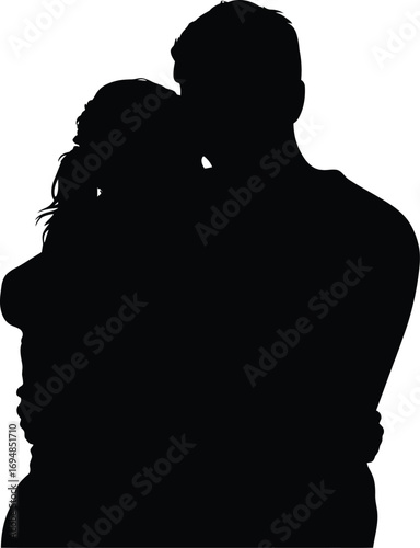 Couple embracing tenderly silhouette embrace