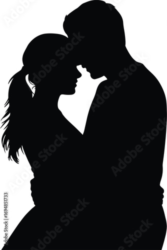 Couple embracing tenderly silhouette embrace