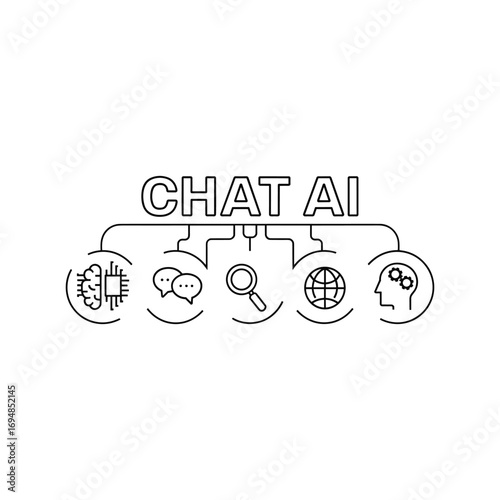 Modern chat ai icons connect to intelligent systems for advanced communication and data analysis