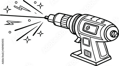 Powerful cordless drill outline delivers precision for home improvement projects, do it yourself icon