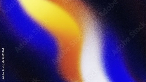 Vibrant Gradient Waves in Orange, White, Blue, Yellow, and Black with Grainy Noise Texture