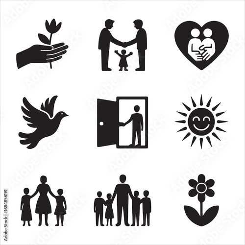 world kindness day vactor art icon pack silhouette bandle banner icon set and white backgrount sampol disign