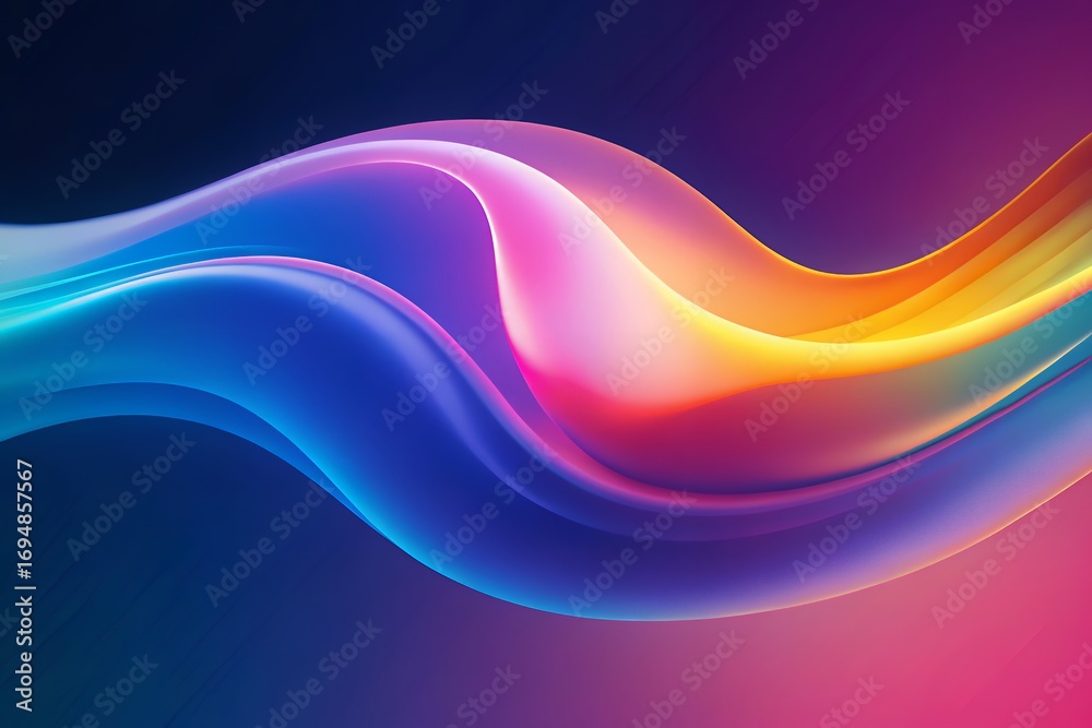 Obraz premium Vibrant abstract wave of light and color flowing across a dark background