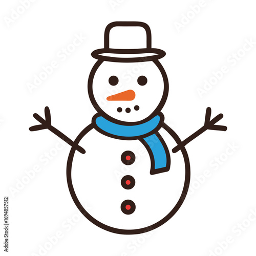 Snowman isolated on vector illustration with no background