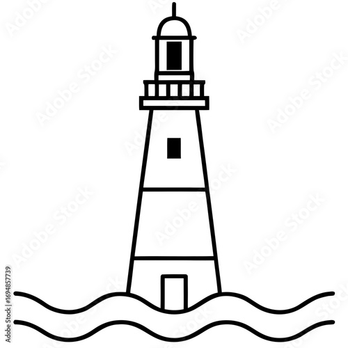 Iconic lighthouse standing tall guiding ships safely through the ocean waves, maritime navigation symbol of hope and guidance, coastal design