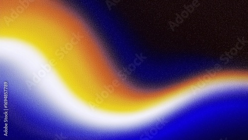 Vibrant Gradient Waves in Orange, White, Blue, Yellow, and Black with Grainy Noise Texture