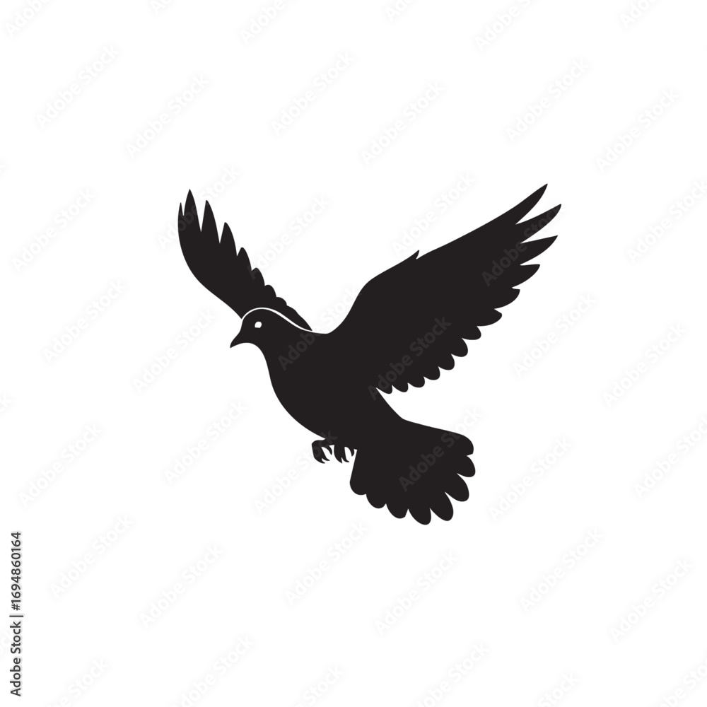 Fototapeta premium Minimalist Vector Bird Icon in Black Silhouette with Elegant Wings and Tail in Modern Style for Logo Design