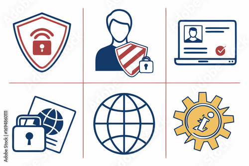 Vector art of data protection and security icons vector set