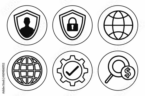 Vector art of security and data protection icons vector set