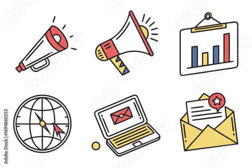 Vector art of digital marketing doodle vector illustration