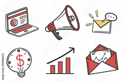 Vector art of digital marketing doodle vector illustration