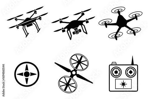 Vector art of drone vector set with remote controller