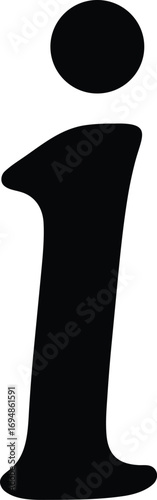 Black Lowercase i Symbol on a White Background for Information