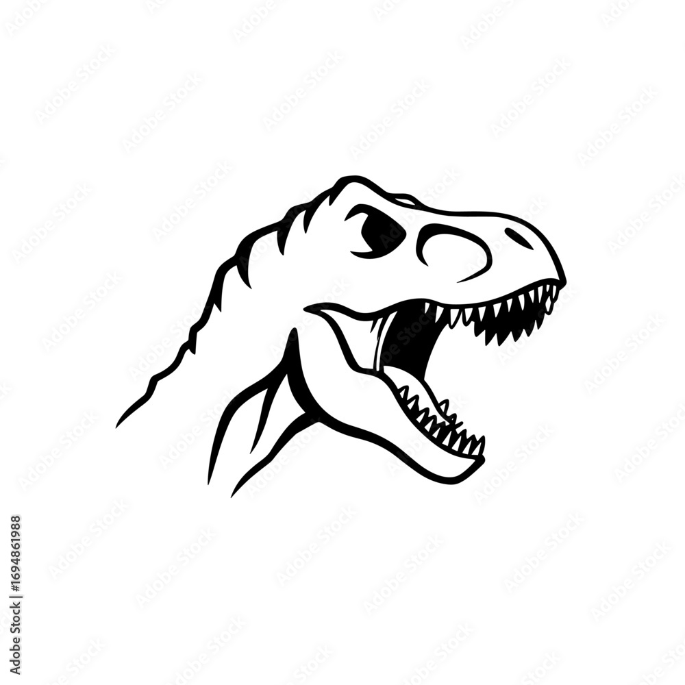 Fototapeta premium Tyrannosaurus Rex. Tyrannosaurus Rex simple black and white line art vector logo