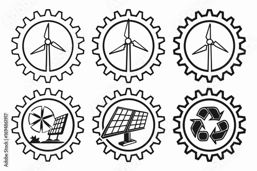 Vector art of renewable energy sources vector icons concept