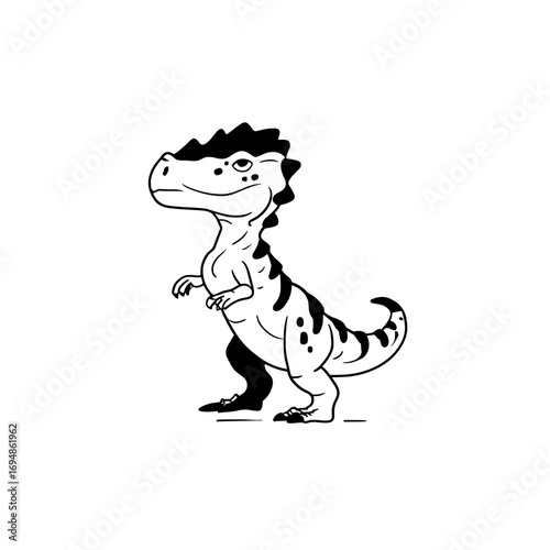 Pachycephalosaurus. Pachycephalosaurus simple black and white line art vector logo