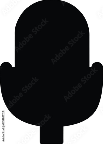 Black silhouette of a classic microphone, perfect for podcasting and recording
