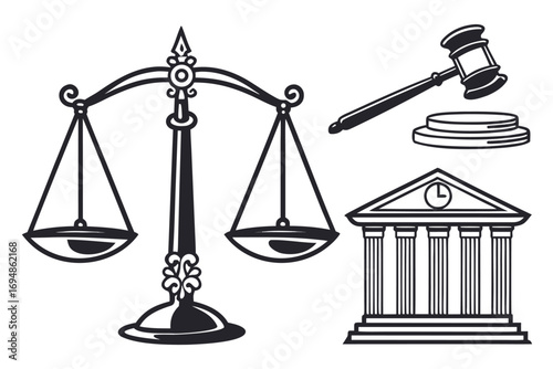 Vector art of set of law and justice icons for your project