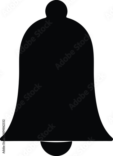 Simple black silhouette of a classic bell shape on a white background