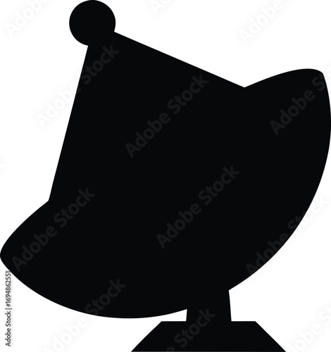 Silhouette of a Satellite Dish Antenna for Communication or Broadcasting