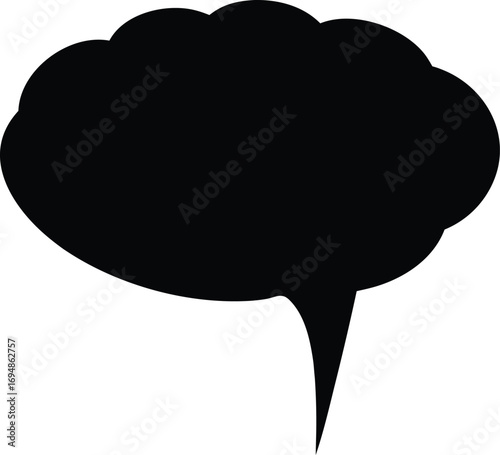 Black and white image of speech bubble silhouette for communication purposes