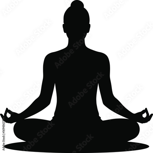 Silhouette person meditating lotus pose yoga
