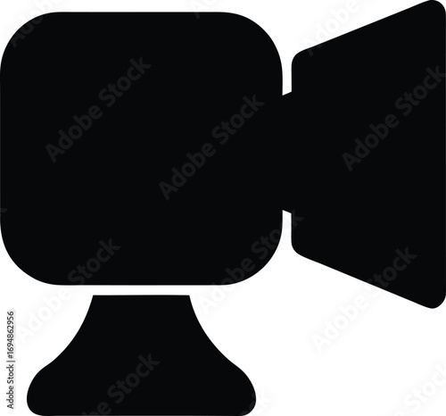 Simple flat vector icon of a vintage film camera on stand