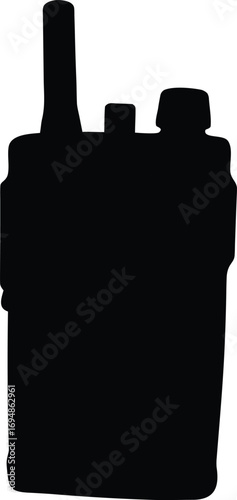 Silhouette of a handheld two way radio transceiver communication device